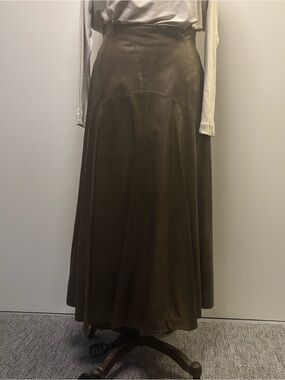 Buttery soft leather  taupe A-Line Maxi Skirt